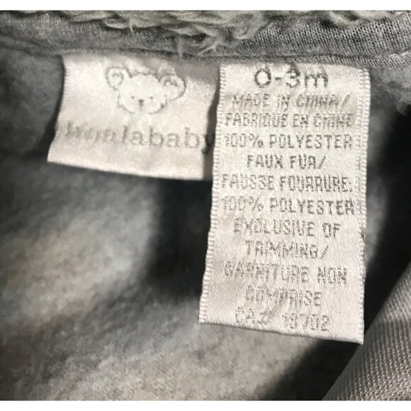 Koala Baby Baby Bear Fleece Bunting Romper Hooded & Ears 0-3M Gray Footed - Picture 6 of 8